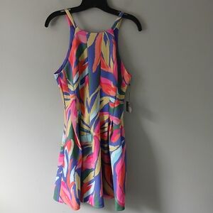 Vince Camuto Size 6 Scuba Sleeveless Dress‎ Colorful Mini Pockets Lined NWT